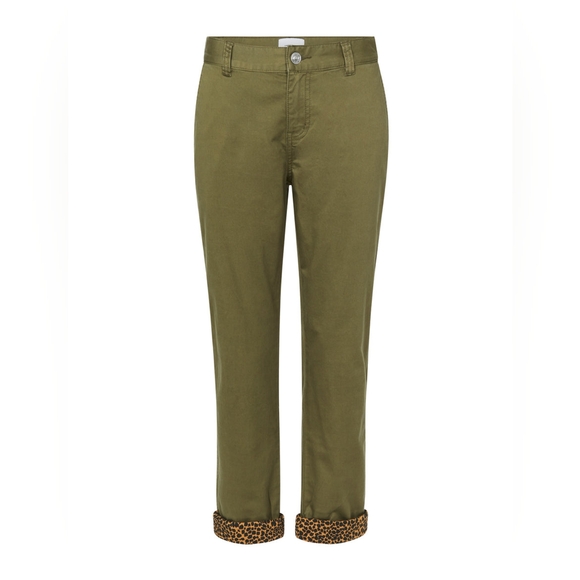 🐆 Current/Elliott The Confidant Crop Pants Size 25 Olive Green Leopard Cuff - Picture 1 of 8